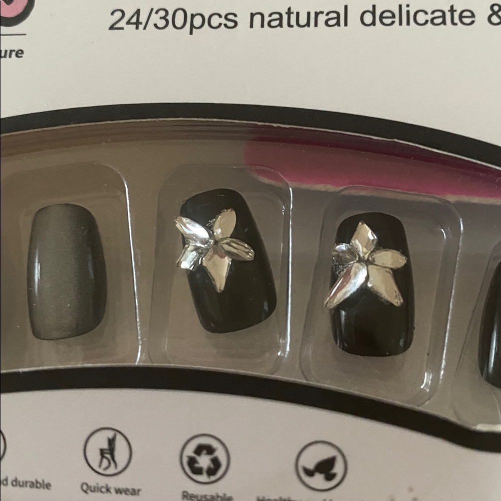 DIY Black Nail Set with Silver Accents